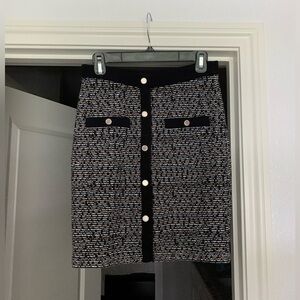 White House Black Market black white brown cream knit skirt